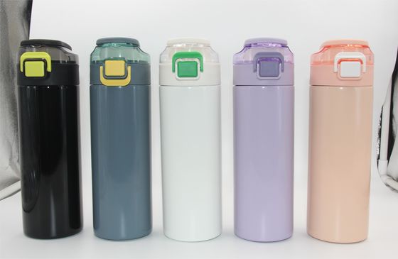 버튼을 눌러 400ml 이중 벽 단열 스테인레스 스틸 물병 진공 단열 병