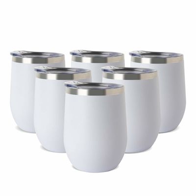 12oz 장시간 절연제를 위한 백색 스테인리스 커피잔 두 배 벽 디자인